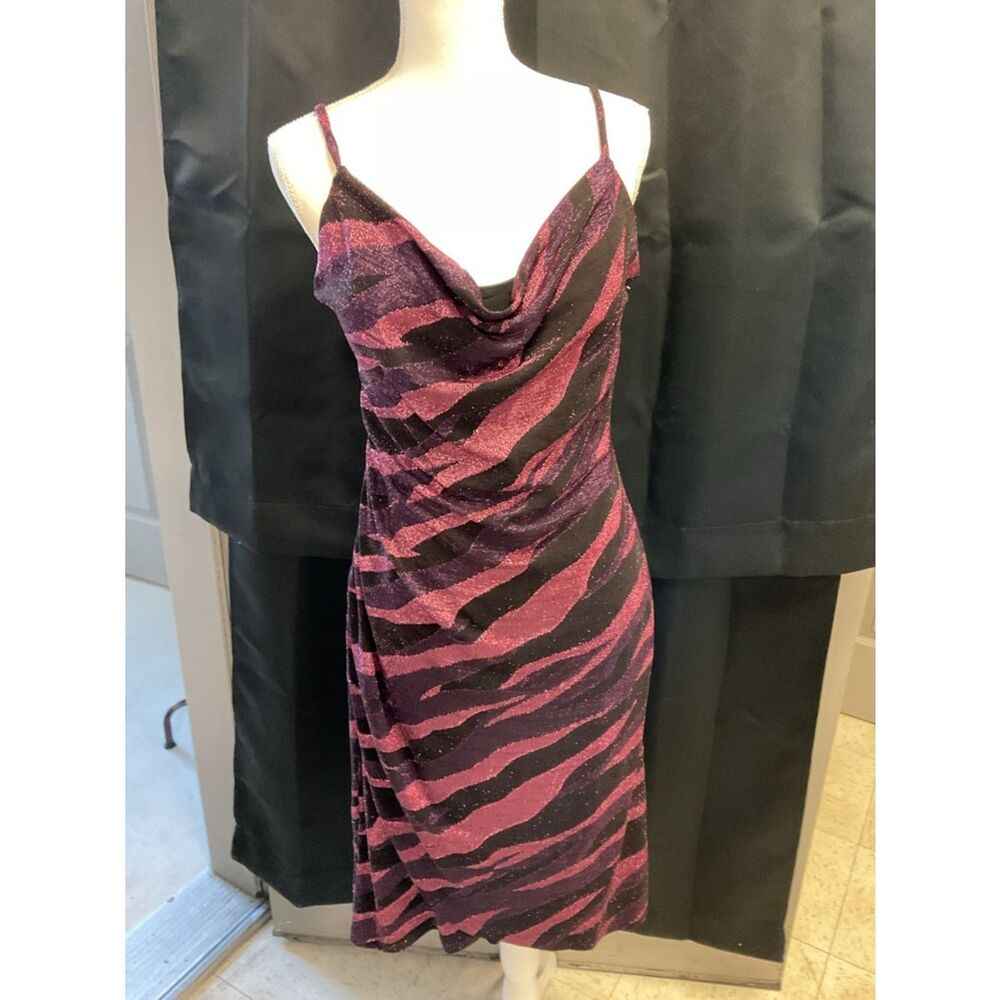 Pink Zebra-Print High-Low Slip Dress